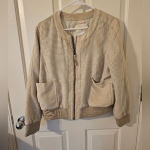 Hei Hei Anthropologie Honour Vegan Suede Perforated Bomber Jacket Size LP